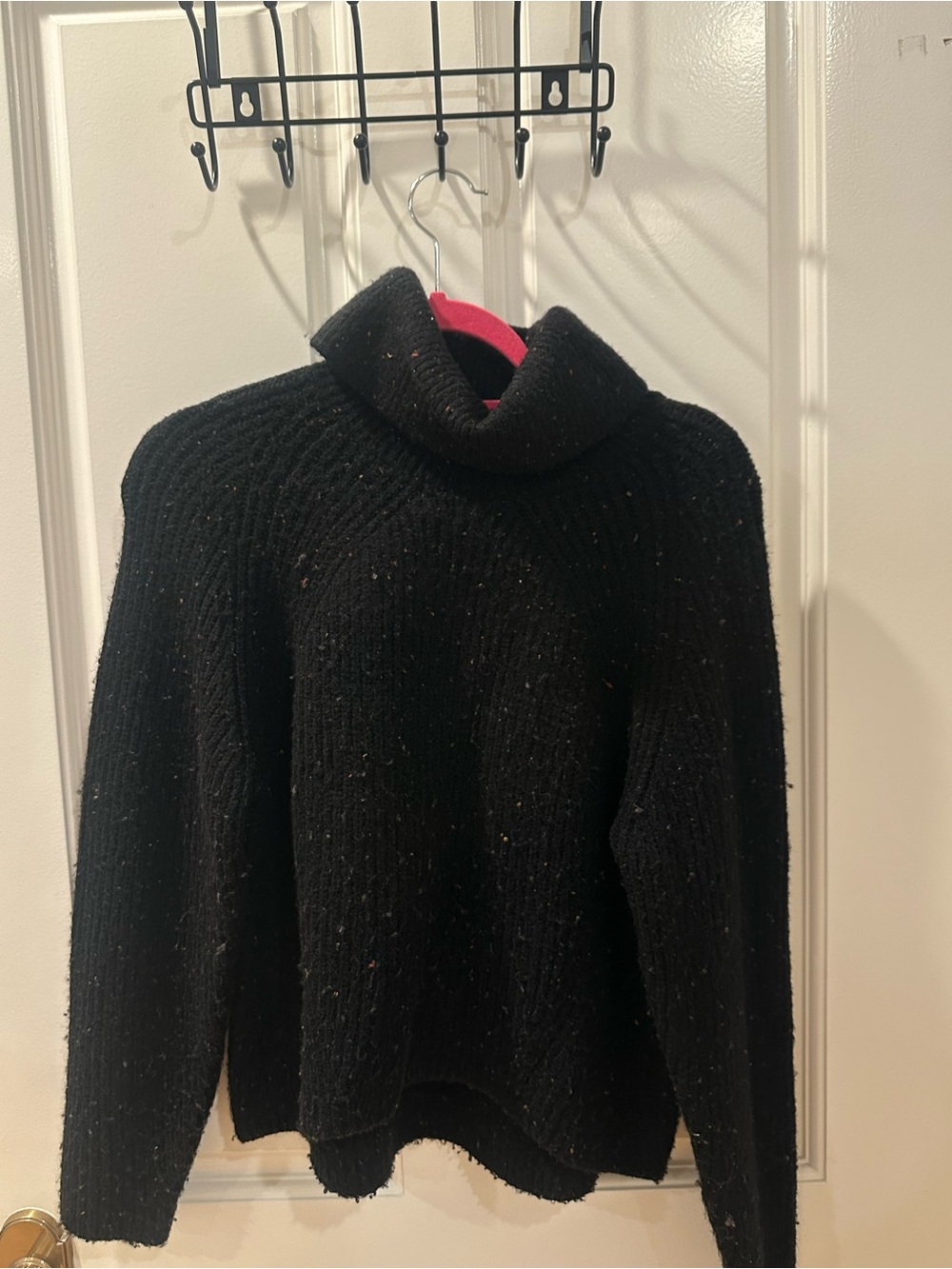 Mango Black Speckled Turtleneck Sweater